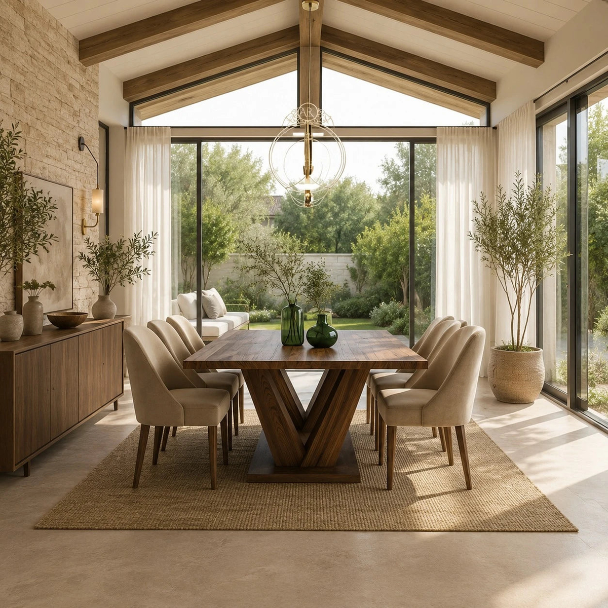 Horizon Walnut Dining Set 8 chairs