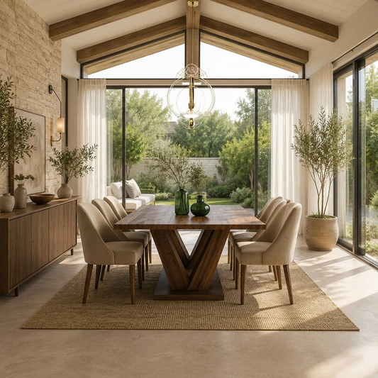 Horizon Walnut Dining Set 8 chairs