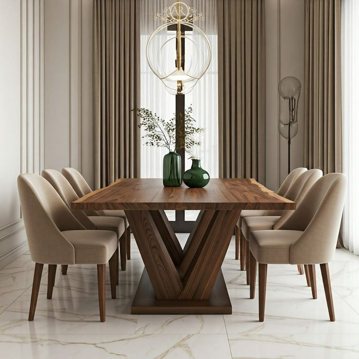 Horizon Walnut Dining Set 8 chairs