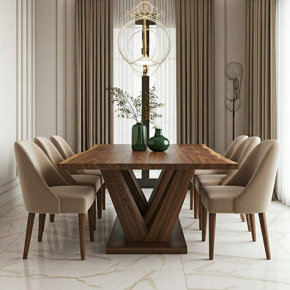 Horizon Walnut Dining Set 8 chairs